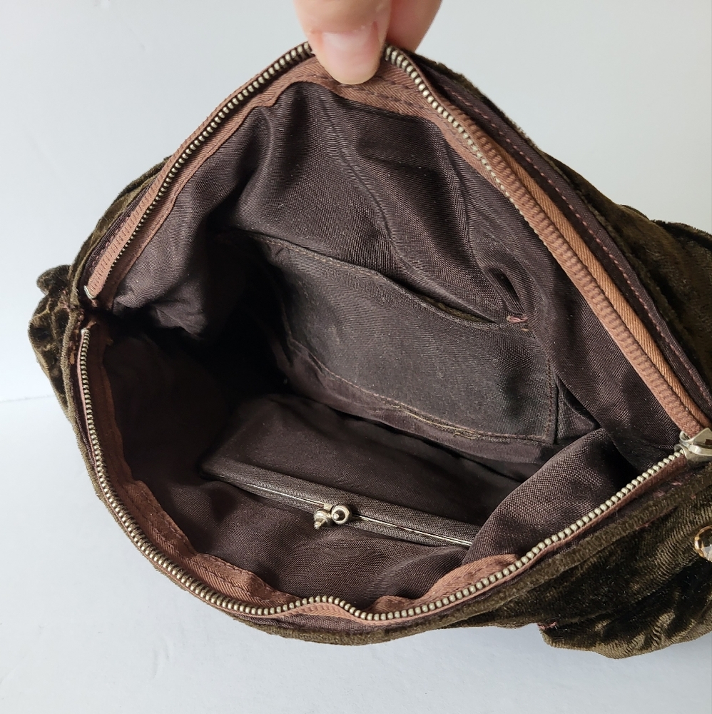 Antique velvet muff purse